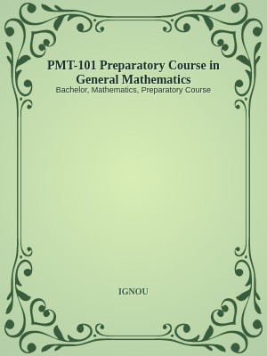 PMT-101 Preparatory Course in General Mathematics